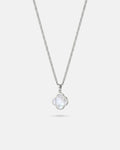 Bruce & Co Pearlescent White Clover Pendant Necklace, Silver-Plated Steel