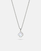 Bruce & Co Pearlescent White Clover Pendant Necklace, Silver-Plated Steel