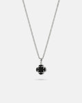 Bruce & Co Black Clover Pendant Necklace, Silver-Plated Steel