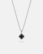 Bruce & Co Black Clover Pendant Necklace, Silver-Plated Steel