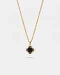 Bruce & Co Black Clover Pendant Necklace, Gold-Plated Steel