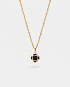 Bruce & Co Black Clover Pendant Necklace, Gold-Plated Steel