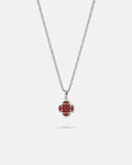 Bruce & Co Burgundy Red Clover Pendant Necklace, Silver-Plated Steel