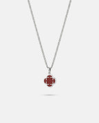 Bruce & Co Burgundy Red Clover Pendant Necklace, Silver-Plated Steel