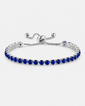 Bruce & Co Mar Azul – Blue Adjustable Tennis Bracelet, 4 mm, Silver-Plated