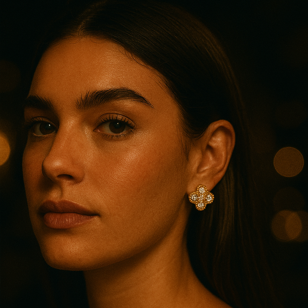 Bruce & Co Clover Stud Earrings with Decorative Details