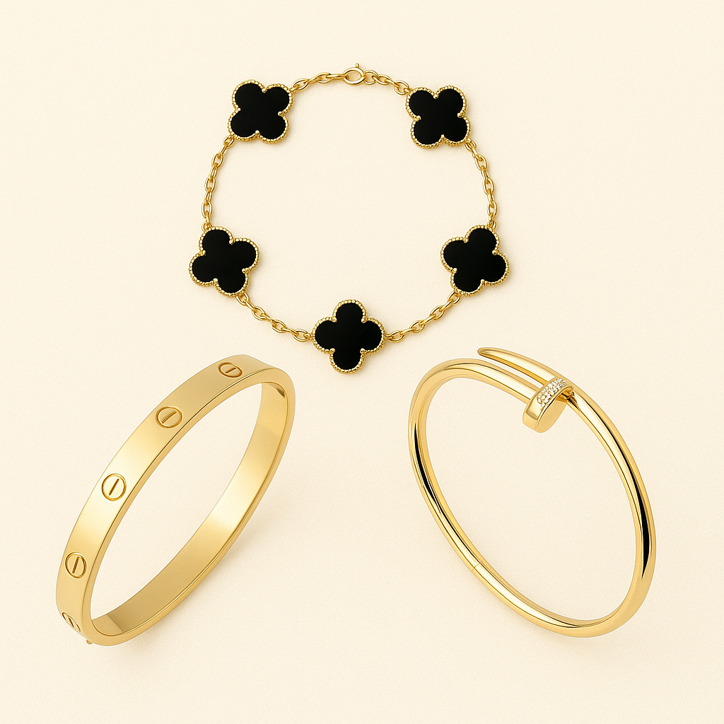 Bruce & Co Crete – Black Clover Nail and Screw Bracelet Set