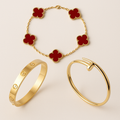 Bruce & Co Ibiza – Red Clover Nail and Screw Bracelet Set
