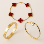 Bruce & Co Ibiza – Red Clover Nail and Screw Bracelet Set