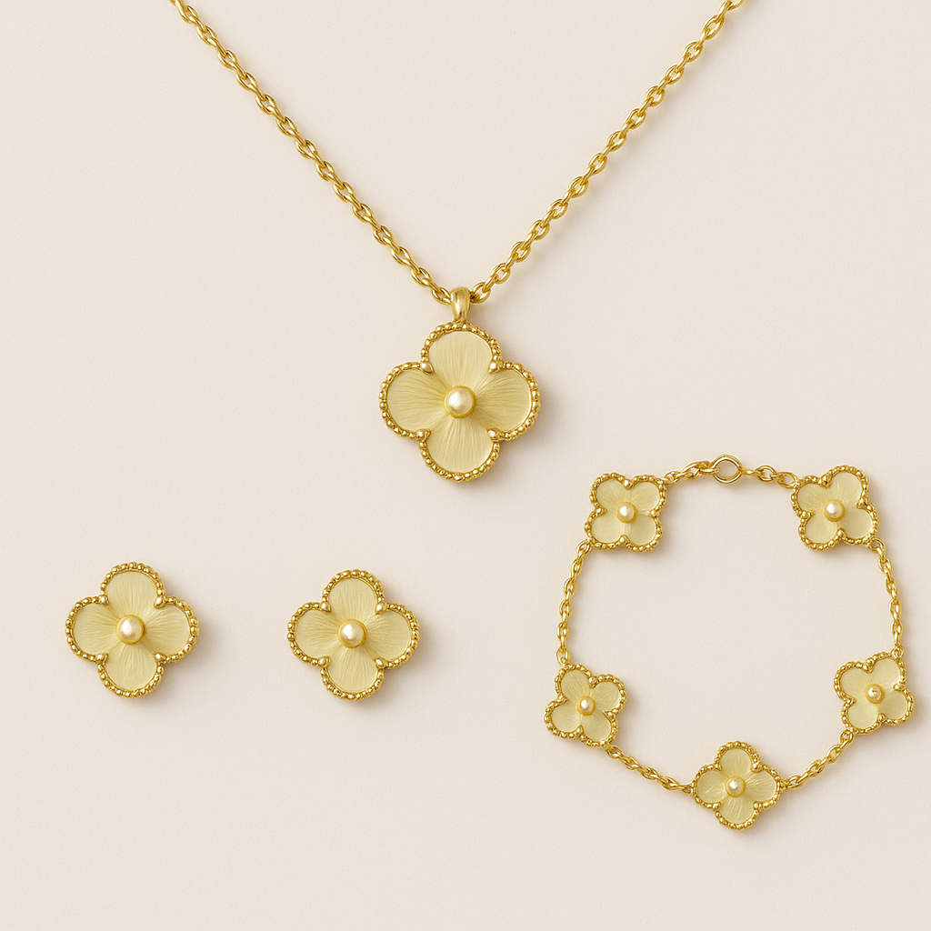 Bruce & Co Gold-Tone Clover Necklace Bracelet Earrings Set