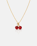 Bruce & Co Red Cherry Pendant Necklace, Gold-Plated Metal