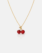 Bruce & Co Red Cherry Pendant Necklace, Gold-Plated Metal