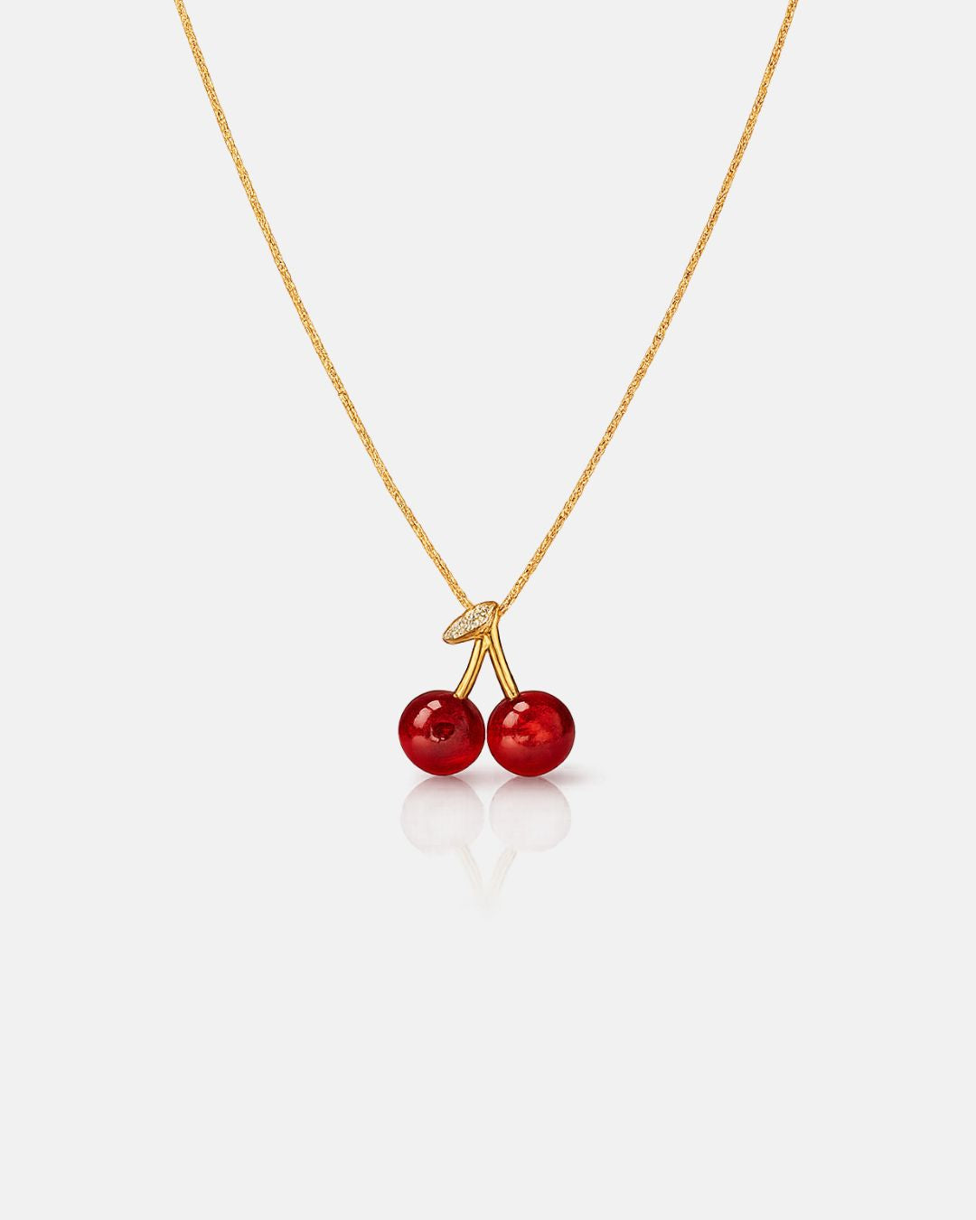 Bruce & Co Red Cherry Pendant Necklace, Gold-Plated Metal