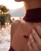 Bruce & Co Red Cherry Pendant Necklace, Gold-Plated Metal