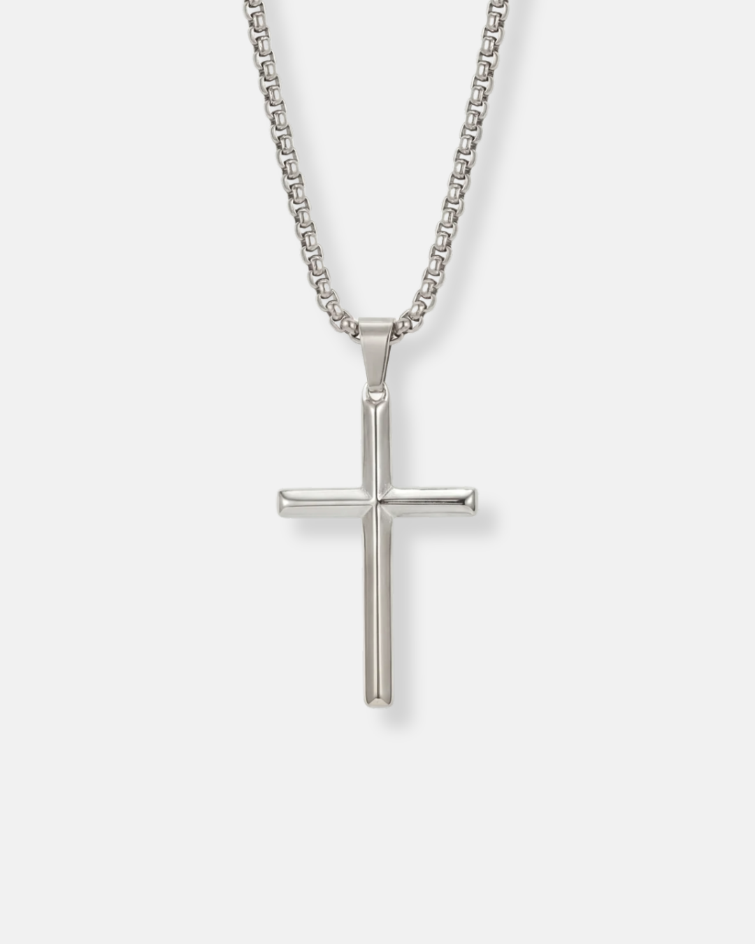 Bruce & Co Slender Christian Cross Pendant Necklace, Silver-Plated
