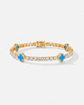 Bruce & Co Azure Blue Clover Tennis Bracelet, Gold-Plated