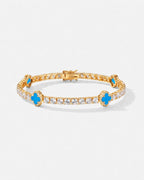 Bruce & Co Azure Blue Clover Tennis Bracelet, Gold-Plated