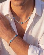 Bruce & Co Azure Blue Clover Tennis Bracelet, Gold-Plated