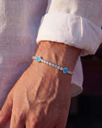 Bruce & Co Azure Blue Clover Tennis Bracelet, Gold-Plated