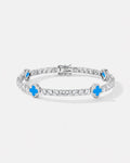 Bruce & Co Azure Blue Clover Tennis Bracelet, Silver-Plated