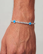 Bruce & Co Azure Blue Clover Tennis Bracelet, Silver-Plated
