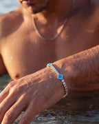 Bruce & Co Azure Blue Clover Tennis Bracelet, Silver-Plated