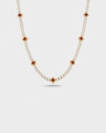 Bruce & Co Burgundy Red Clover Tennis Necklace, Gold-Plated