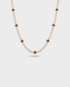 Bruce & Co Burgundy Red Clover Tennis Necklace, Gold-Plated