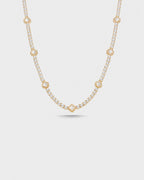 Bruce & Co Pearlescent White Clover Tennis Necklace, Gold-Plated