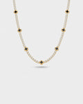 Bruce & Co Black Clover Tennis Necklace, Gold-Plated