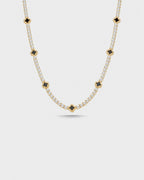 Bruce & Co Black Clover Tennis Necklace, Gold-Plated