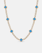 Bruce & Co Azure Blue Clover Tennis Necklace, Gold-Plated