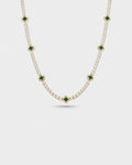Bruce & Co Green Clover Tennis Necklace, Gold-Plated
