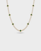 Bruce & Co Green Clover Tennis Necklace, Gold-Plated