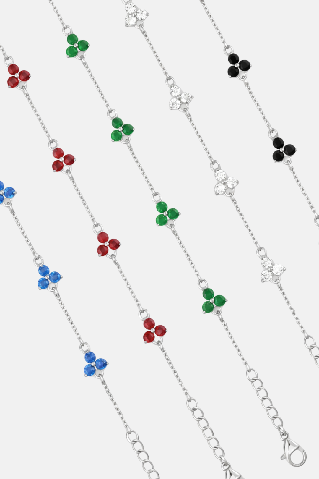 Bruce & Co Blue Zircon Clover Bracelet, 316L Stainless Steel