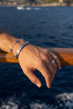 Bruce & Co Blue Zircon Clover Bracelet, 316L Stainless Steel