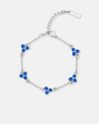 Bruce & Co Blue Zircon Clover Bracelet, 316L Stainless Steel
