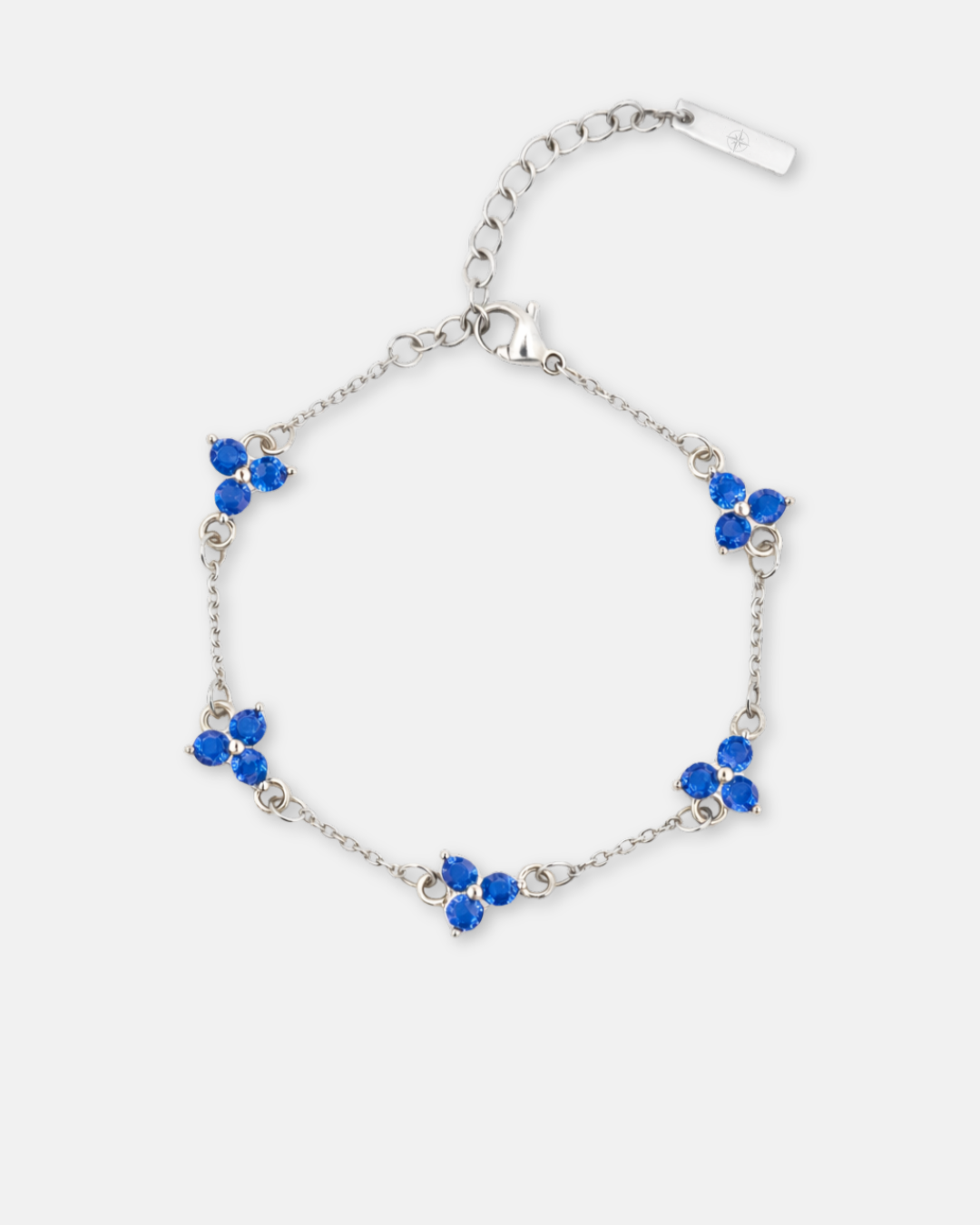 Bruce & Co Blue Zircon Clover Bracelet, 316L Stainless Steel