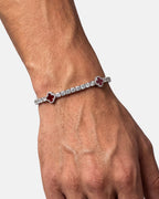 Bruce & Co Burgundy Red Clover Tennis Bracelet, Silver-Plated