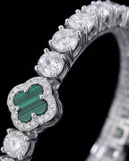 Bruce & Co Green Clover Tennis Bracelet, Silver-Plated