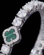 Bruce & Co Green Clover Tennis Necklace, Silver-Plated