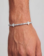 Bruce & Co Pearlescent White Clover Tennis Bracelet, Silver-Plated
