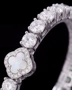 Bruce & Co Pearlescent White Clover Tennis Bracelet, Silver-Plated