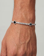 Bruce & Co Black Clover Tennis Bracelet, Silver-Plated