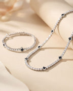 Bruce & Co Black Clover Tennis Bracelet, Silver-Plated