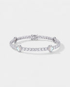 Bruce & Co Pearlescent White Clover Tennis Bracelet, Silver-Plated