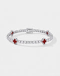 Bruce & Co Burgundy Red Clover Tennis Bracelet, Silver-Plated