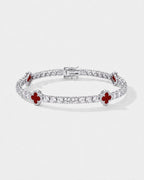 Bruce & Co Burgundy Red Clover Tennis Bracelet, Silver-Plated