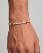 Bruce & Co Burgundy Red Clover Tennis Bracelet, Gold-Plated