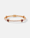 Bruce & Co Burgundy Red Clover Tennis Bracelet, Gold-Plated